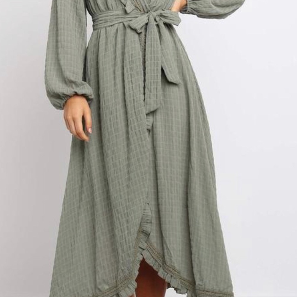 Green/ Sage wrap midi dress
